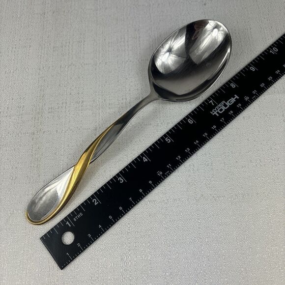 Oneida Golden Aquarius Serving Spoons Set Of 2 Preowned - Picture 12 of 12